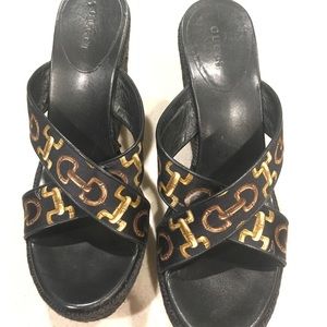 Gucci Gomma Wedge Sandal Sz 8